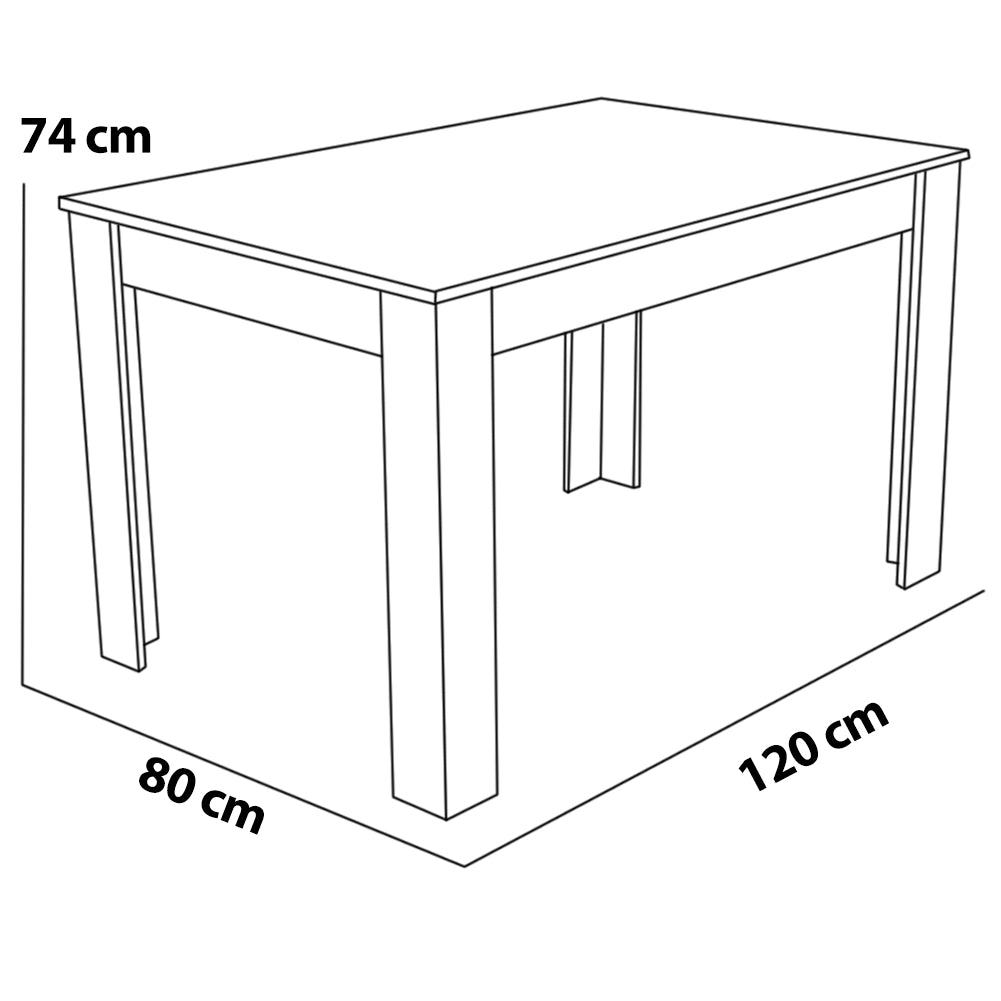 Tavolo da Pranzo Cucina Rettangolare Moderno in Legno 120x 80 x 74 cm Bianco