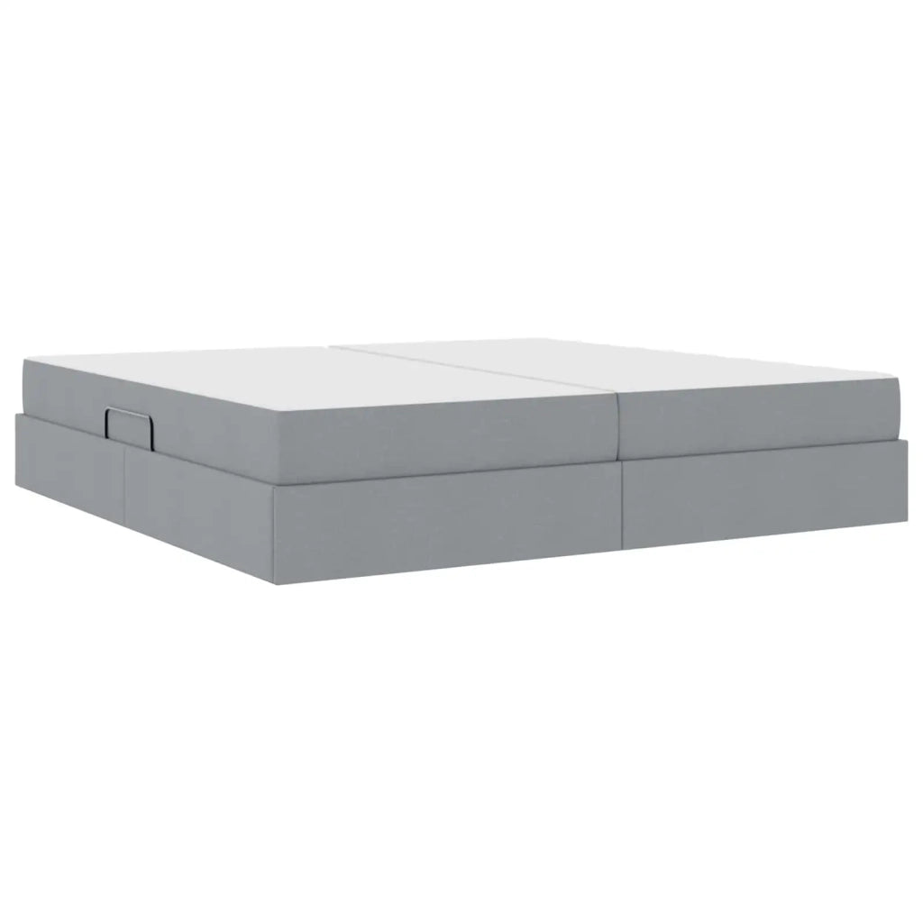 Letto con contenitore e materasso Grigio chiaro 200 x 200 cm