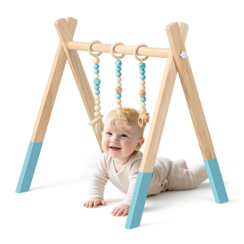 Palestrina con giocattoli pieghevole per bambini + 3 mesi, Centro di attivit¨¤ di legno 60x44x60cm Verde-Giocattoli educativi