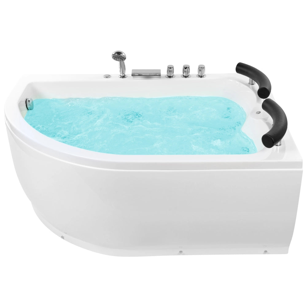 Vasca Idromassaggio Acrilico Bianco Luci LED Angolare versione sinistra 158 x 113 cm
