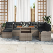 Set di divani da giardino  9 pezzi con cuscini Grigio Rattan in PE