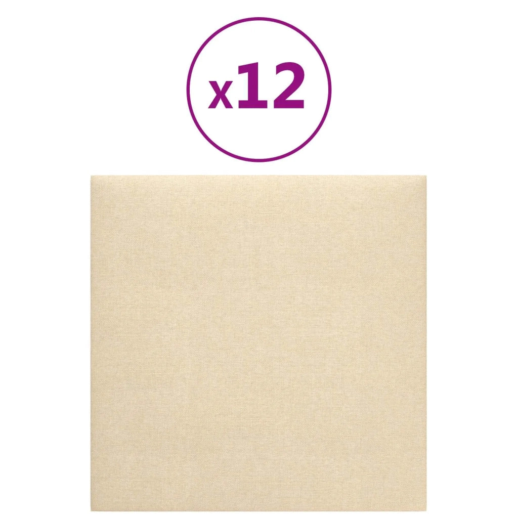 Testiera da Parete 12 pcs Crema 30 x 30 cm Tessuto