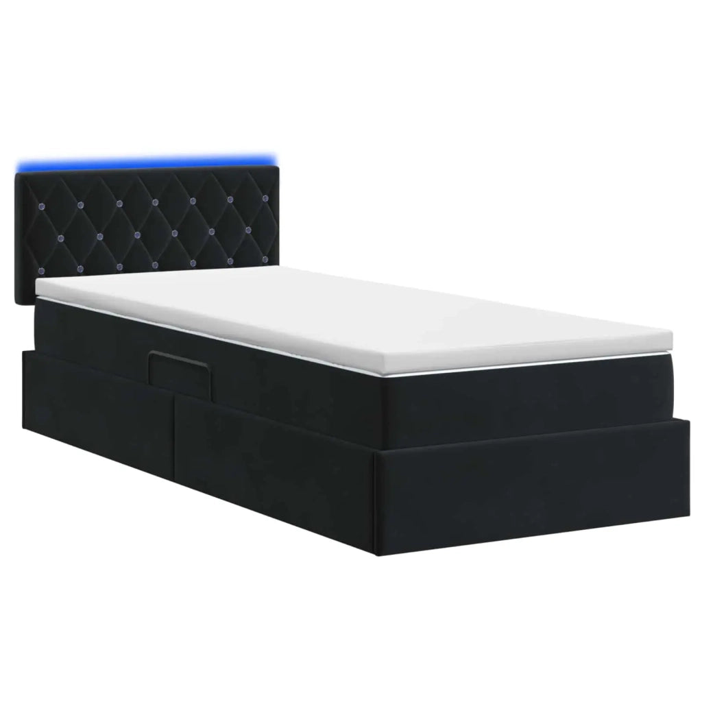 Letto con contenitore LED e materasso Nero 90 x 190 cm Velluto 3459158