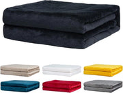 Fleece a quadri, super morbido flanella fleece coperta, calda e omogenea colore, per letto e divano (nero, 150x200cm)