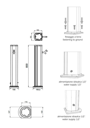 Fontana Lavapiedi da Giardino con Rubinetto Temporizzato Arkema Jolly Bianco Crema