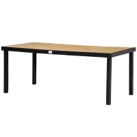 Tavolo da Giardino per 8 Persone in Alluminio, Tavolo da Esterno in Plastica per Terrazzo e Balcone, Nero e Color Legno