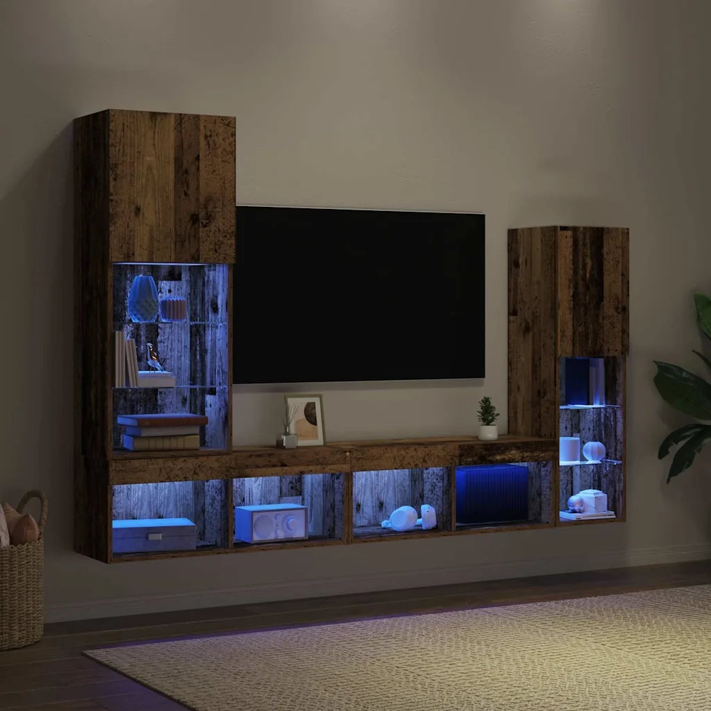 Mobile TV 4 pz-Mobile per TV-Credenza TV Legno vecchio Legno multistrato 904380