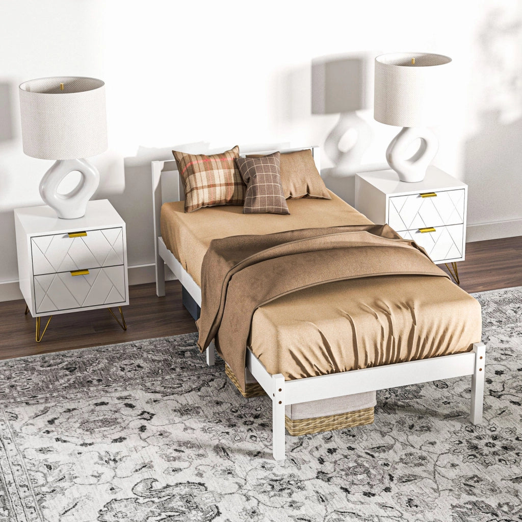 Letto singolo 200x90 cm con spazio sottostante in legno bianco