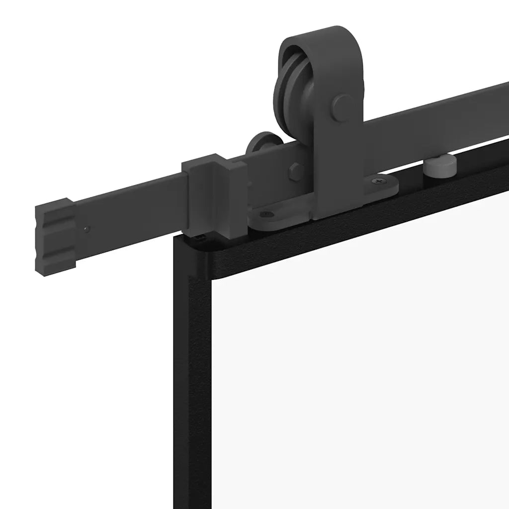 Porta Scorrevole Ferramenta Nera 102,5x205 cm Vetro Temperato