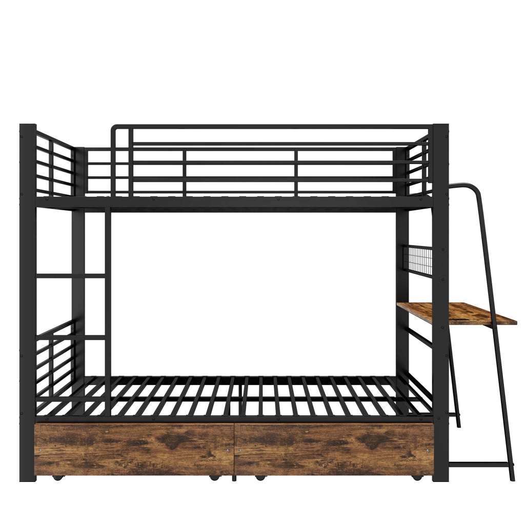 letto a castello metallo mdf nero 90 x 200 cm