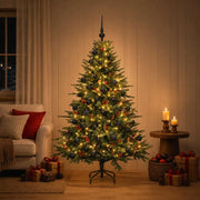 Albero di Natale artificiale con palline 120 cm 150 LED 3465581