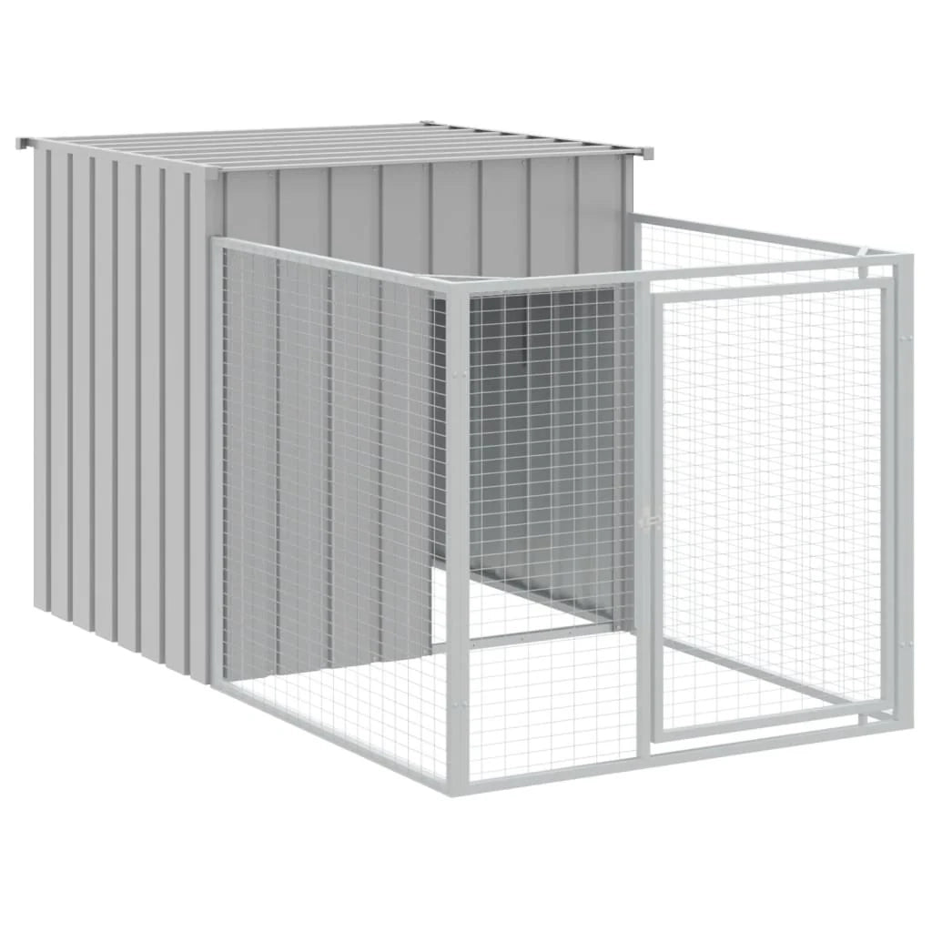 Cuccia per cani con cortile luminoso 110 x 813 x 110 cm grigio 02_0043493