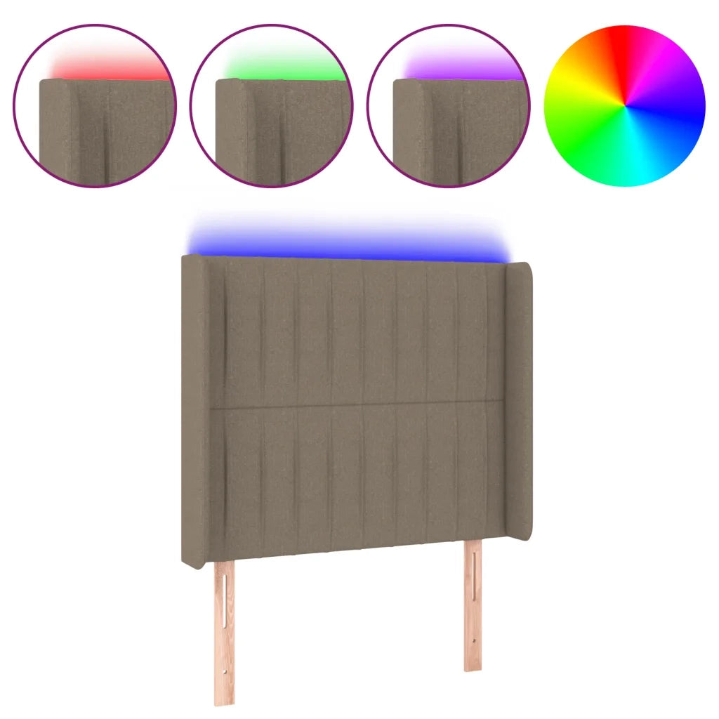 Testiera a LED-Testata con LED tortora 93x16x118/128 cm in Tessuto 822290