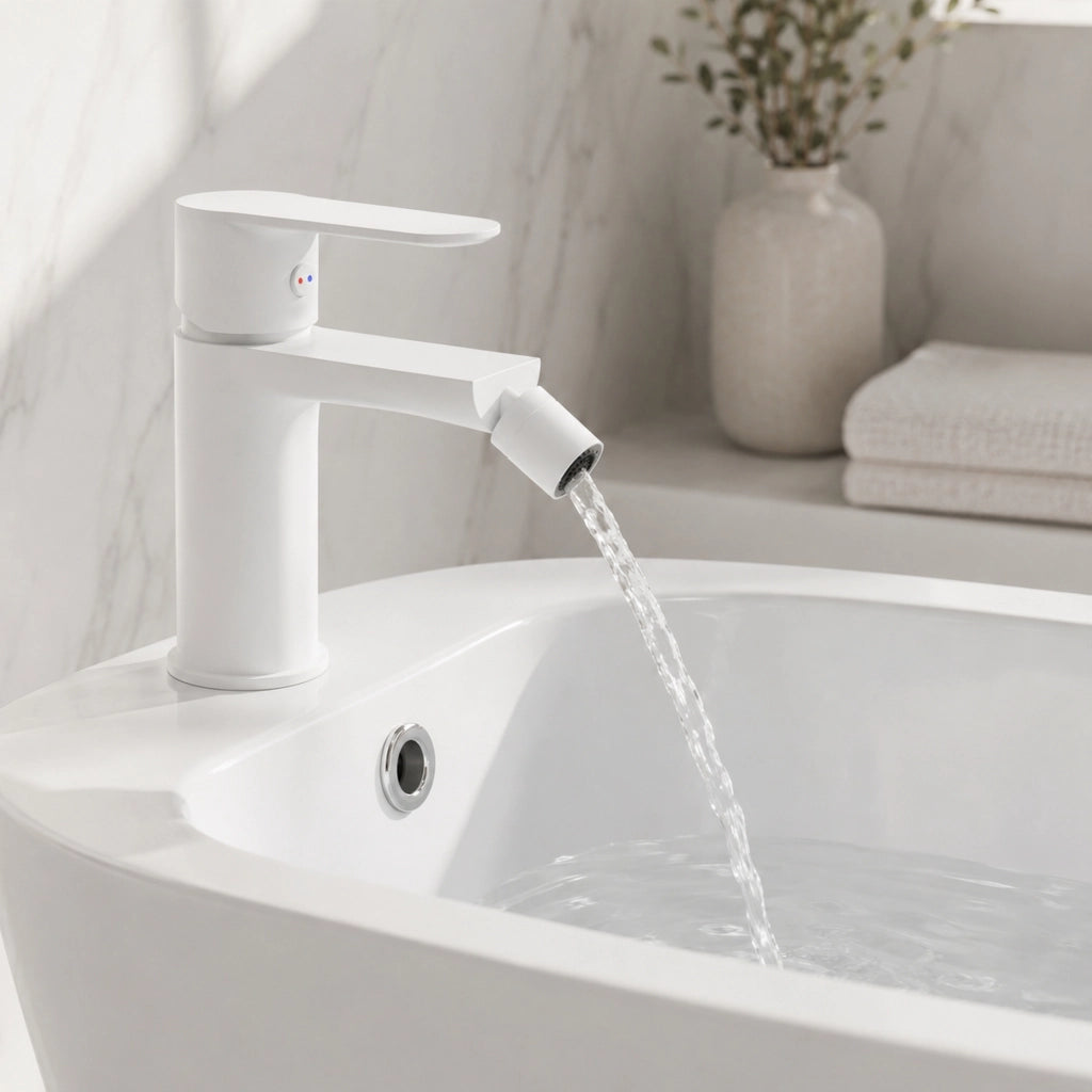 Miscelatore rubinetto bidet serie oceania in ottone bianco opaco *** confezione 1