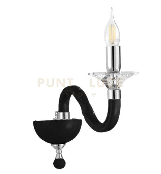 APPLIQUE RAVEL 1 LUCI NERO E CROMO ATTACCO E14 H.29CM