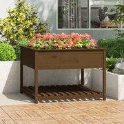 Fioriera con Mensola Miele 111,5x111,5x81cm Legno Massello Pinocod mxl 81395