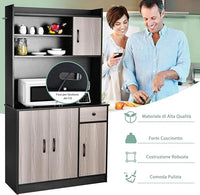 Armadio da Cucina Alto 180 CM, Credenza Alta da Cucina con Armadietti e Cassetto, Stazione di Ricarica Integrata, Ripiani Regolabili, 100 x 40 x 180 cm (Nero)