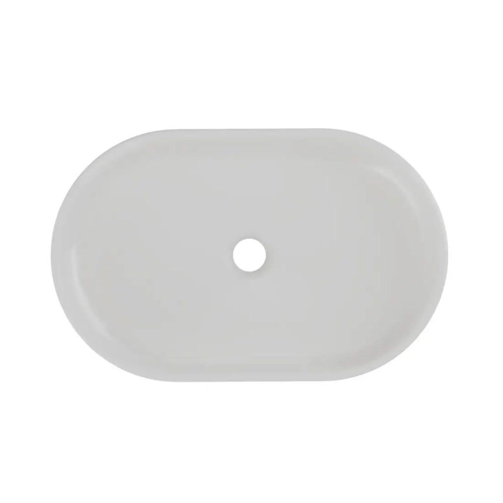 Lavabo ovale da appoggio 55x35 cm in ceramica grigio chiaro opaco