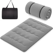 Materasso Futon Pieghevole, Materasso Portatile con Sacca da Trasporto per Camping, Materasso da Terra con Copertura Lavabile (Grigio,200 x 140 cm)