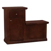 Cassapanca in legno arte povera mod scalino con 1 anta e 1 cassetto colore noce scuro