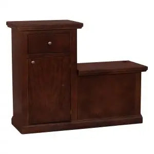Cassapanca in legno arte povera mod scalino con 1 anta e 1 cassetto colore noce scuro