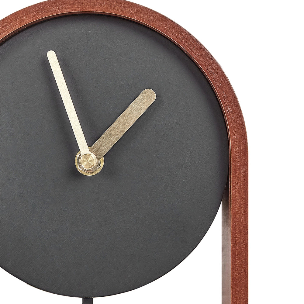 Orologio da tavolo Decorazione in MDF nero e legno scuro con pendolo decorativo senza numerazione