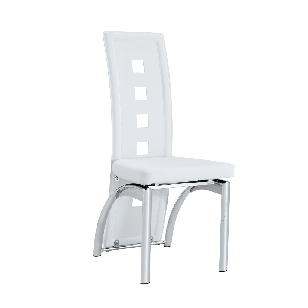 Set tavolo da pranzo e sedie con 1 tavolo rotondo e 4 sedie; vetro temperato e metallo; bianco e argento