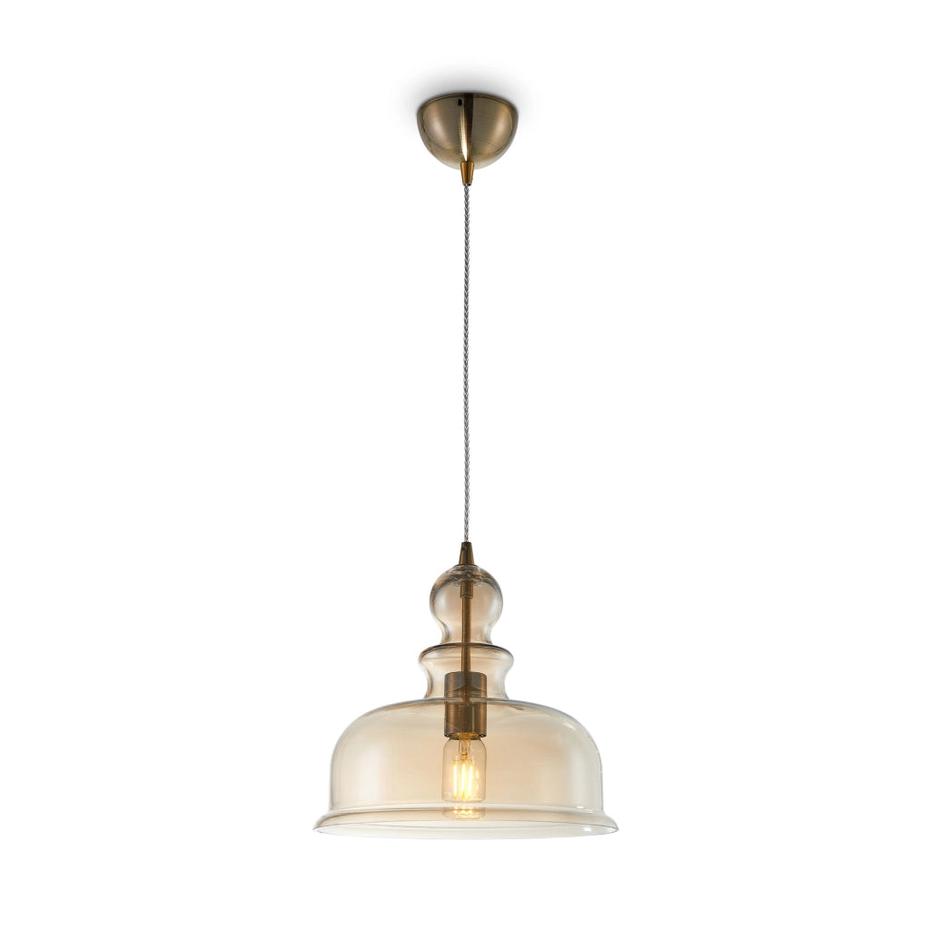 Maytoni Sospensione Vintage Tone 1 luce E27 bronzo metallo diffusore vetro ambra