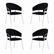 Sedie da pranzo set da 4 Aurelia in velluto nero con gambe in ferro cromato