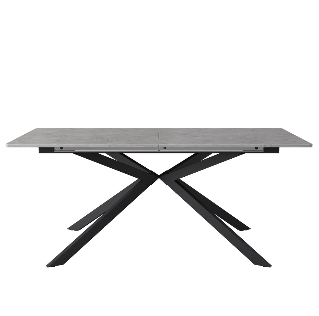 Tavolo da pranzo allungabile automatico in MDF e metallo effetto cemento nero e grigio