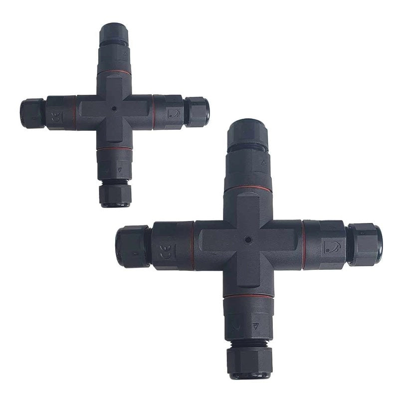 2 Connettori Giunta X IP68 Senza Viti 3 Posti per Cavo Elettrico 6 12mm 150x30mm