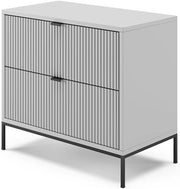Comodino camera da letto Eliza, Grigio, 66 x 60 cm, combinabile per l'uso come tavolino laterale o comodino