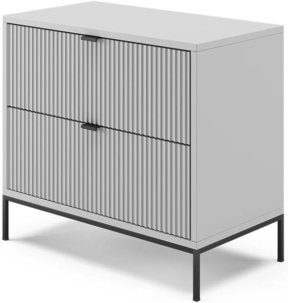 Comodino camera da letto Eliza, Grigio, 66 x 60 cm, combinabile per l'uso come tavolino laterale o comodino
