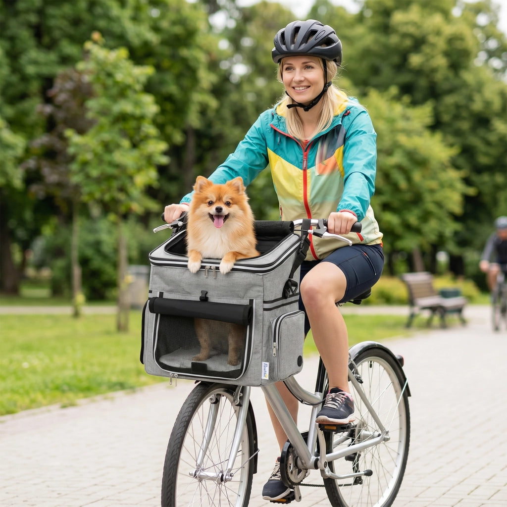 Cestino per Bicicletta per Cane ¨C Zephmum ¨C Grigio Chiaro
