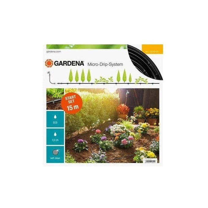 Gardena 13010-20 Micro-Drip-System Starter Set per Irrigazione a Goccia Tubo 15 m colore Nero