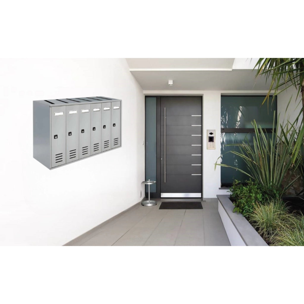 ALUBOX CUBO Cassette Postali Condominiali 6 Posti CUBO 38,5X63X25 Cm In Lamiera Zincata Cassetta Postale Condominiale Verticale Da Esterno E Interno Protetto COLORE: ARGENTO RAL 9006
