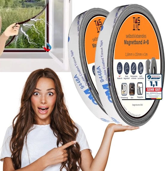 Banda magnetica autoadesiva A+B per abbigliamento, resistente extra – (1+1 m) banda magnetica autoadesiva con contatto A e B per abbigliamento; strisce magnetiche con colla 3M per abbigliamento