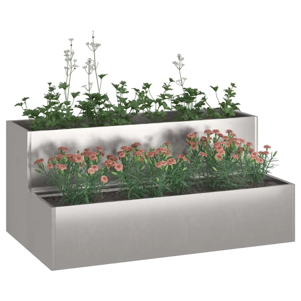 Vaso da giardino Argento 100 x 60 x 45 cm Acciaio inossidabile 865873