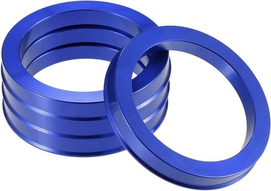 Centroinghi in lega di alluminio, 4 pezzi, OD 73,1 mm su ID 57,1 mm, blu, sostegni centroinghi per sella di bicicletta