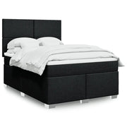 vidaXL Giroletto a Molle con Materasso Nero 160x200 cm in Tessuto