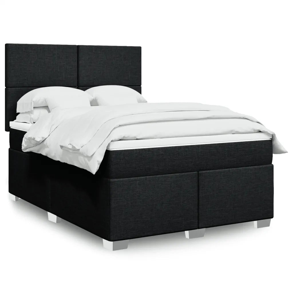 vidaXL Giroletto a Molle con Materasso Nero 160x200 cm in Tessuto