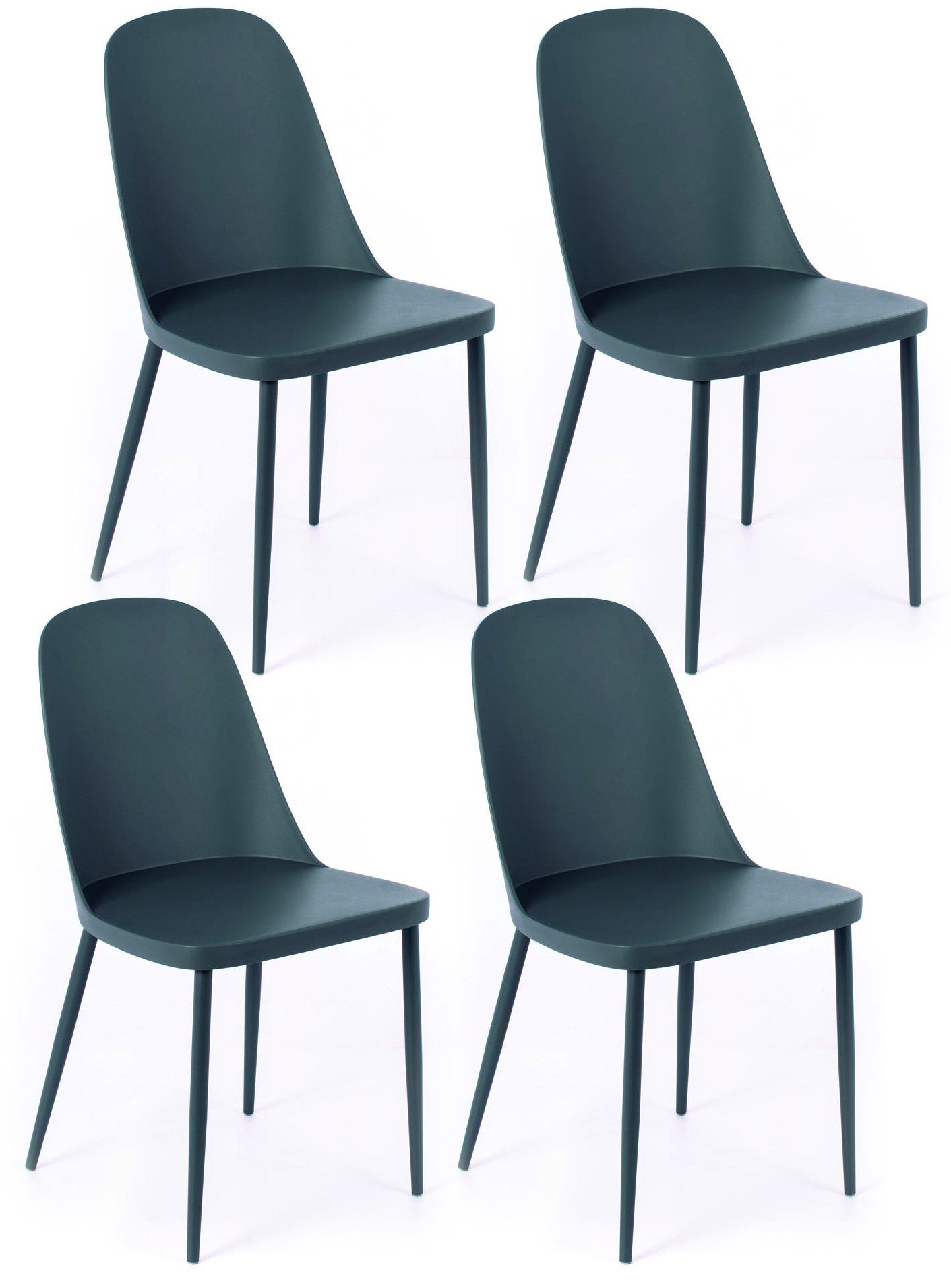 Set 4 Sedie 46x55xH80 cm in Polipropilene Tamara Grigio Scuro