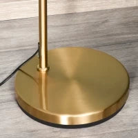 Lampada da Terra Moderna in Metallo e Paralume in Tessuto, Lampada da Lettura E27 47x37x153cm, Oro e Bianco