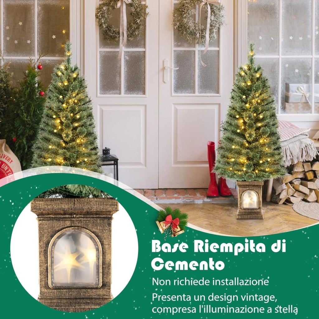 Albero di Natale Artificiale da 120 CM con Aghi di Pino, Albero di Natale con 116 Punte di Ramo, 100 Luci LED, 3 Modalità Dinamiche, Timer, Luminosità Regolabile e Telecomando