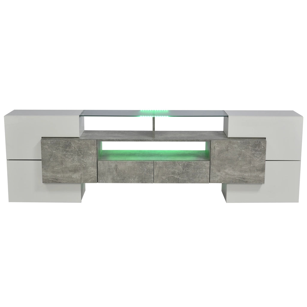 Mobile TV Lowboard LED ¨C MINIMAL ¨C Bianco lucido vetro 200x40x35