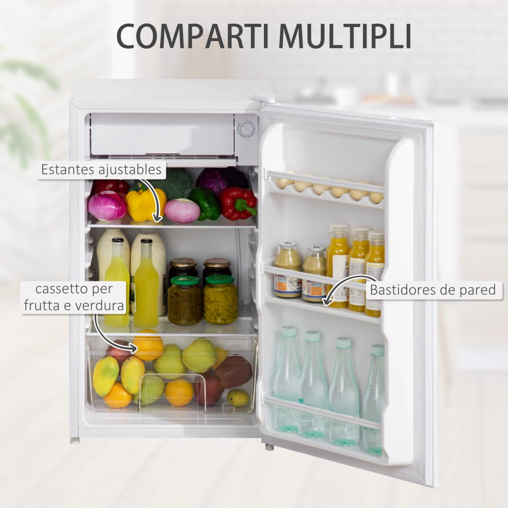 EasyComfort Frigorifero Piccolo 91L Monoporta Reversibile con Congelatore e Temperatura Regolabile, Bianco