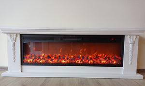 Camino Elettrico da Pavimento 60x170x27 cm Effetto Fiamma 1500W Pandora & Tanzania Panna