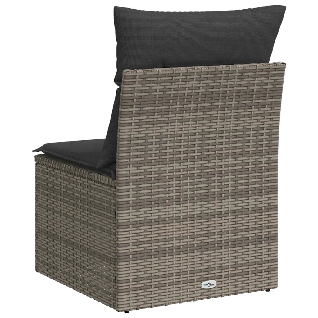 Sedia Giardino-Sedia da esterno Senza Braccioli con Cuscini Grigio in Polyrattan