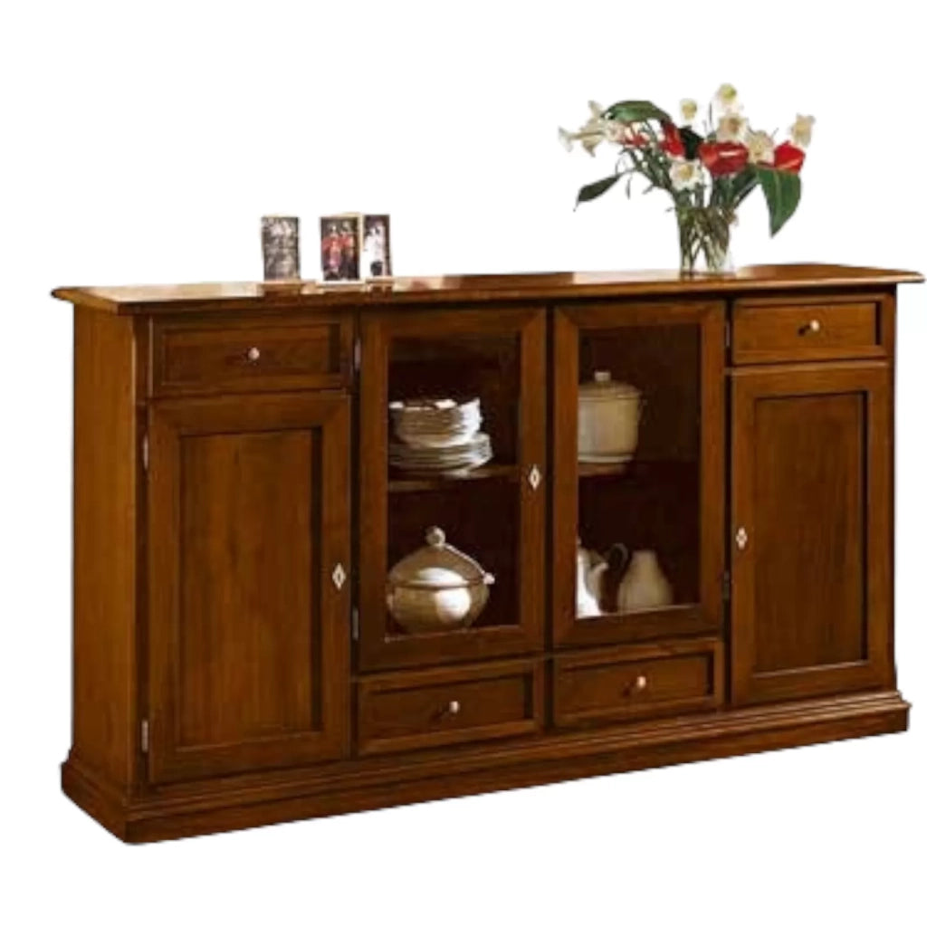 Madia credenza 4 porte legno tinta noce l.205 p.49 h.113 (385) - Mobili 2G