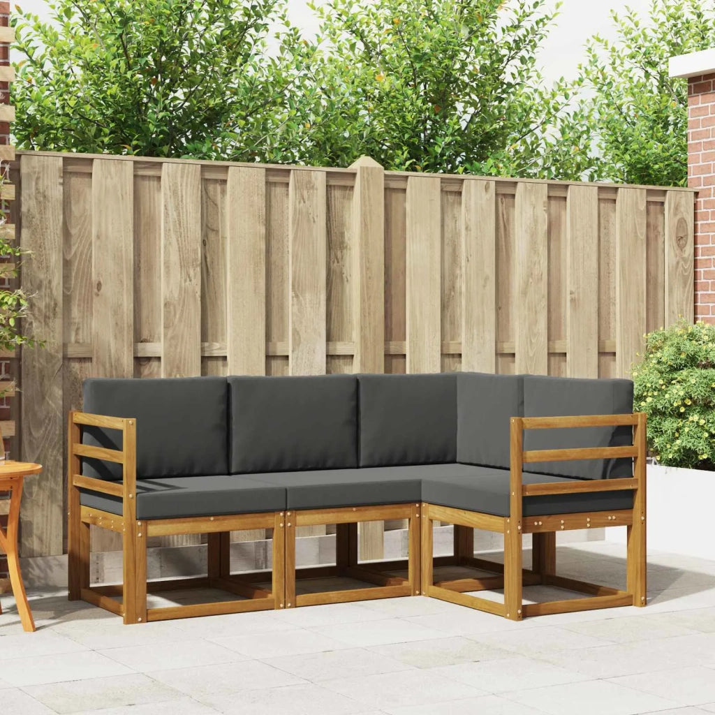 Set di divani da esterno con cuscino 4 pcs Naturale e Antracite
